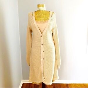 𝅺Mayden Waffle Knit Peep Shoulder Cardigan size L